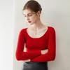 Elegant 100% Cashmere U-Neck Knit Sweater for Women - Slim-Fit, Ribbed, Soft, and Smooth