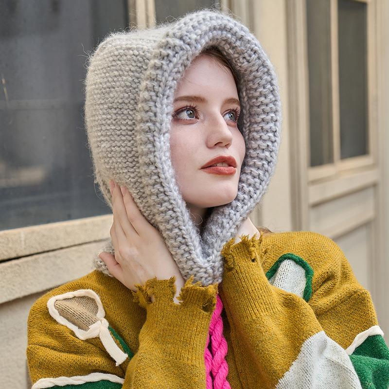 Autumn and winter warm balaclava hat autumn and winter knitted hat fashion warm neck cover head bag neck hat women