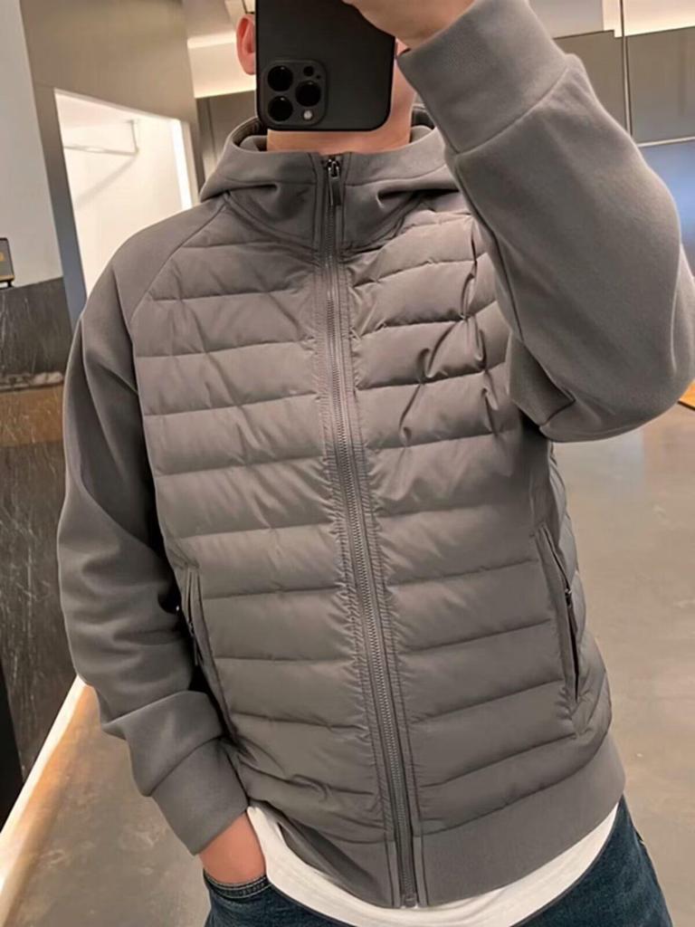 Men's Winter Trendy Hooded Cotton Jacket: Loose Fit, Casual, Solid Color Splicing, Couple Style