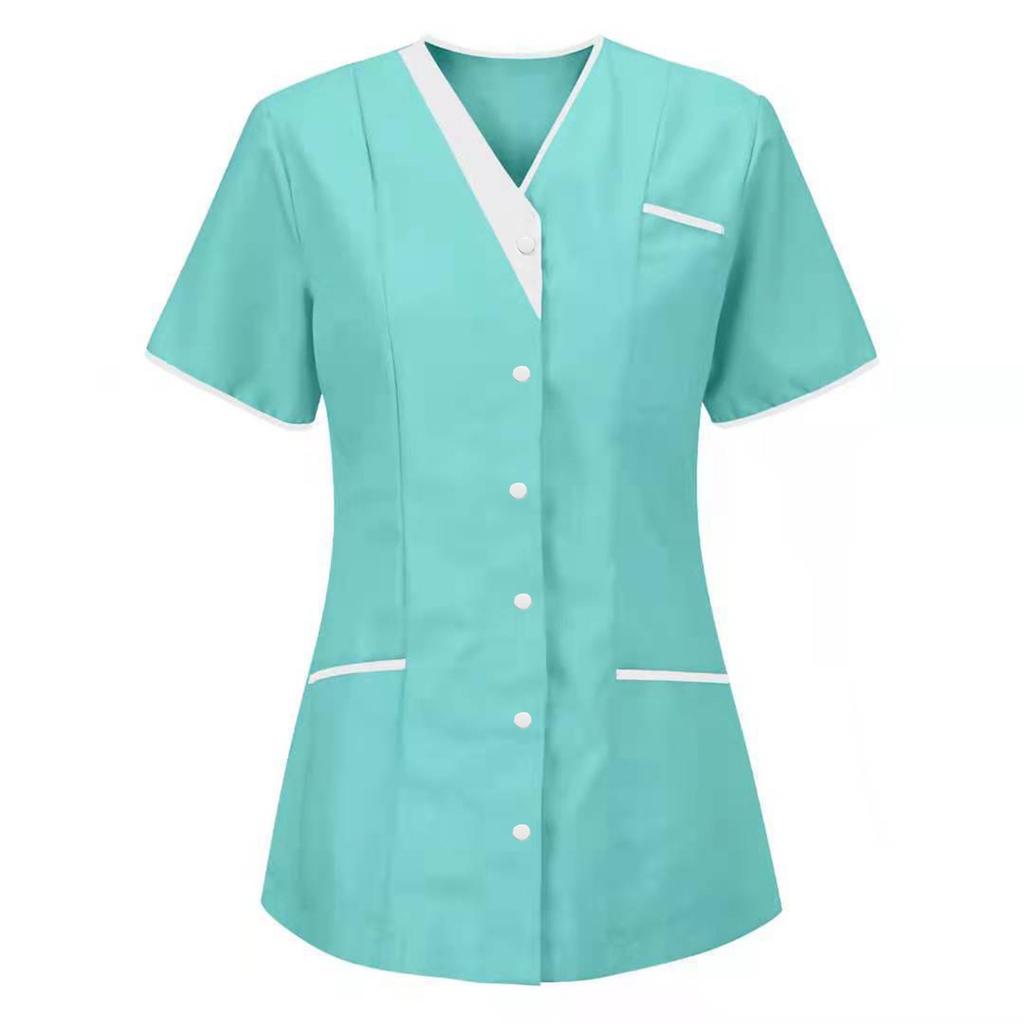 Women's Uniform Quick-drying Fabric Solid Color V-neck Short-sleeved Uniform