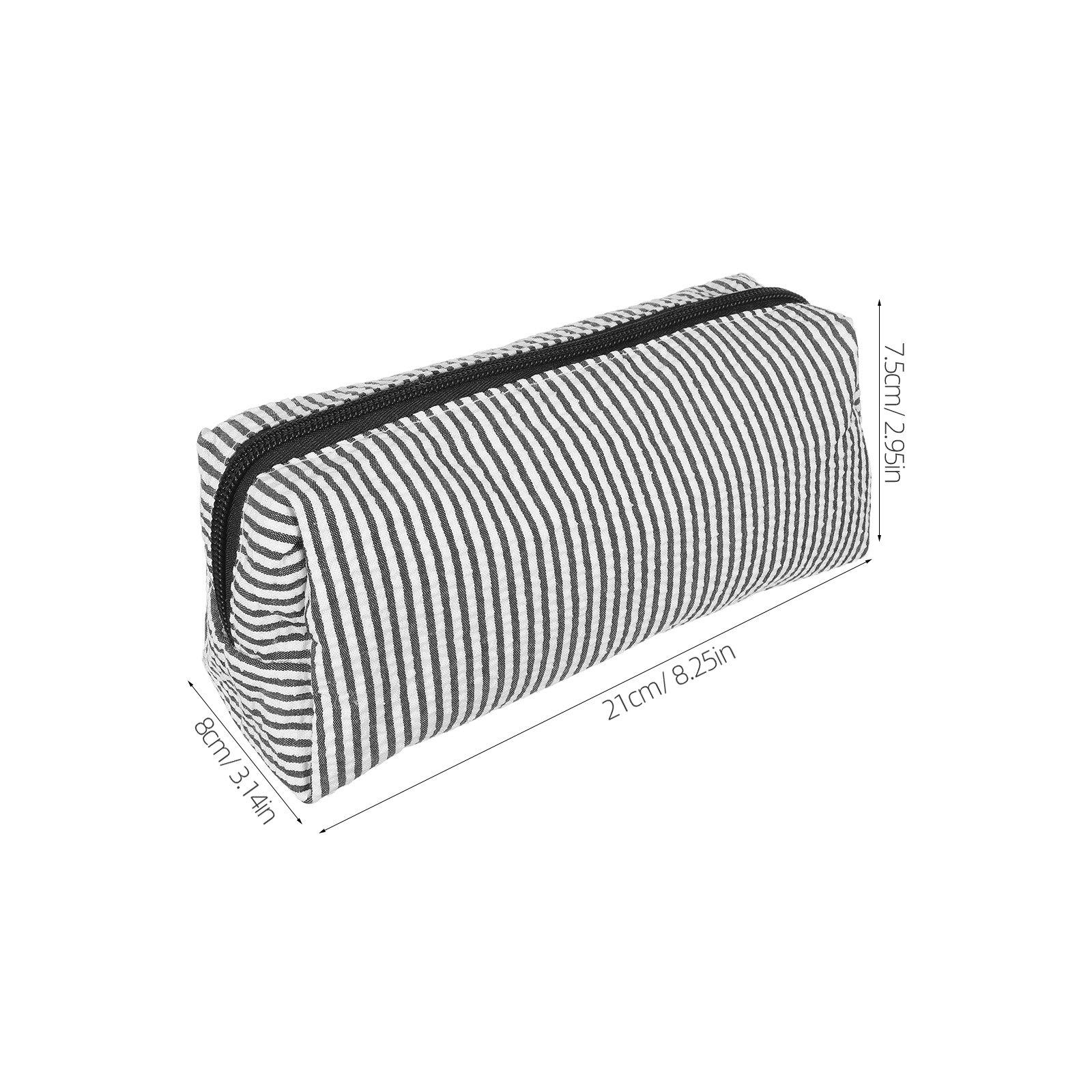 

Premium Striped Pencil Bag Roomy Compartment Efficient Organization for Office School Supplies Travel Essential Portable чёрный