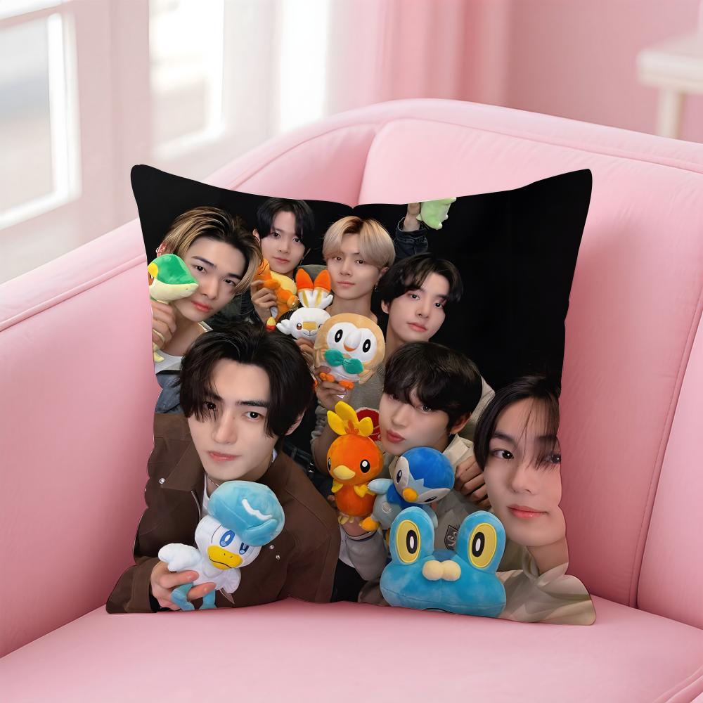 EENHYPEN Cushion Cover Pillowcase Short Plush Invisible zipper Room Sofa Cushion Cover