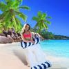 Swimming Pool Loungers, Inflatable Float Beds, Foldable Striped Swimming Floats, Pool Parties, Beach Accessories