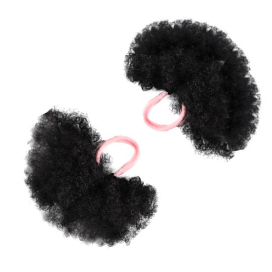 1 Pair Kids Afro Puff Ponytail Extension with Hair Tie Natural Looking Children Wrap Around Synthetic Messy Curly Hair Bun