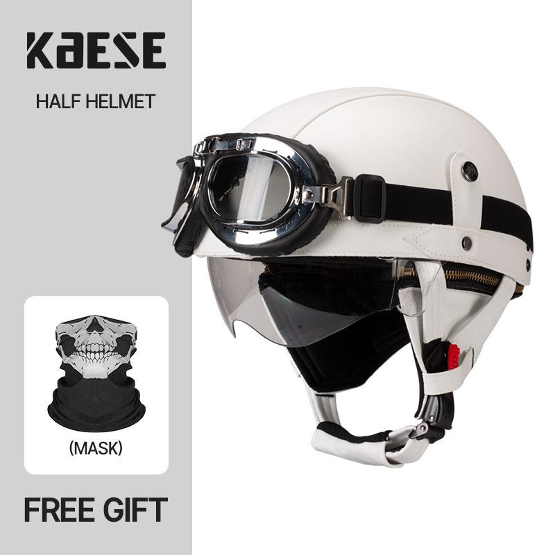 Vintage Half Face Motorcycle Helmet Motorbike Helmets Men Women Unisex Scooter Summer Helmet Black Brown DOT Approved Casque
