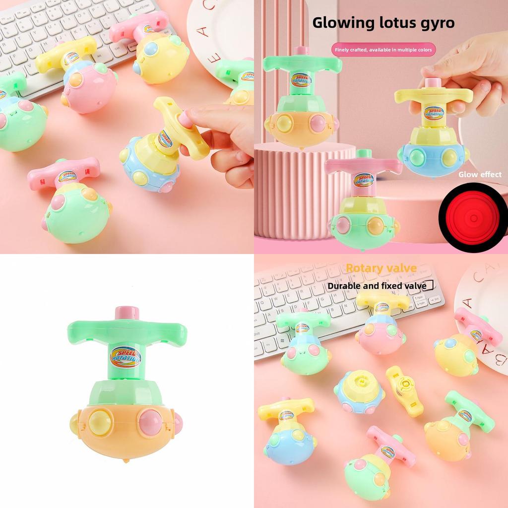 Candy Colored Press Type Rotating Gyroscope With Lighting Function Children Toy For Kids And Students