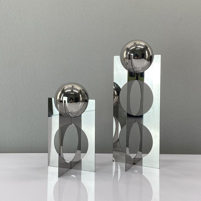 Simple Modern Geometric Three-dimensional Metal Entrance Hall Decoration Concentric Bracket Ball Ornaments Study Room Sample Tabletop Furnishings