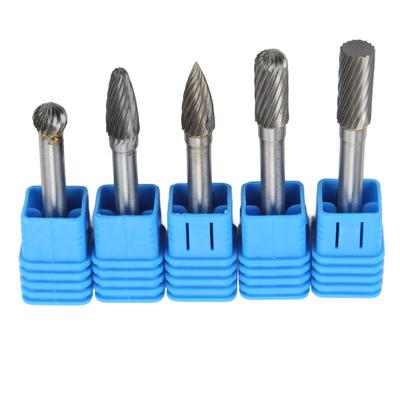 5PCS Single Cut Rotary Burr File Set Tungsten Carbide 6mm 14in Shank for Polishing Grinding