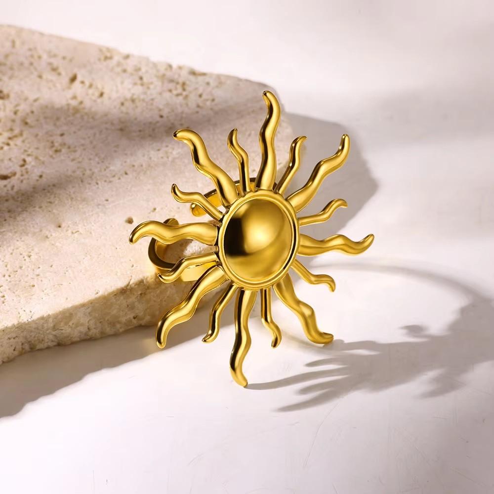 Inel din oțel inoxidabil cu floare mare din zirconiu colorat, inel cu bandă lată cu cristal glisant pentru femei, nuntă, accesorii voluminoase din zirconiu, cadouri