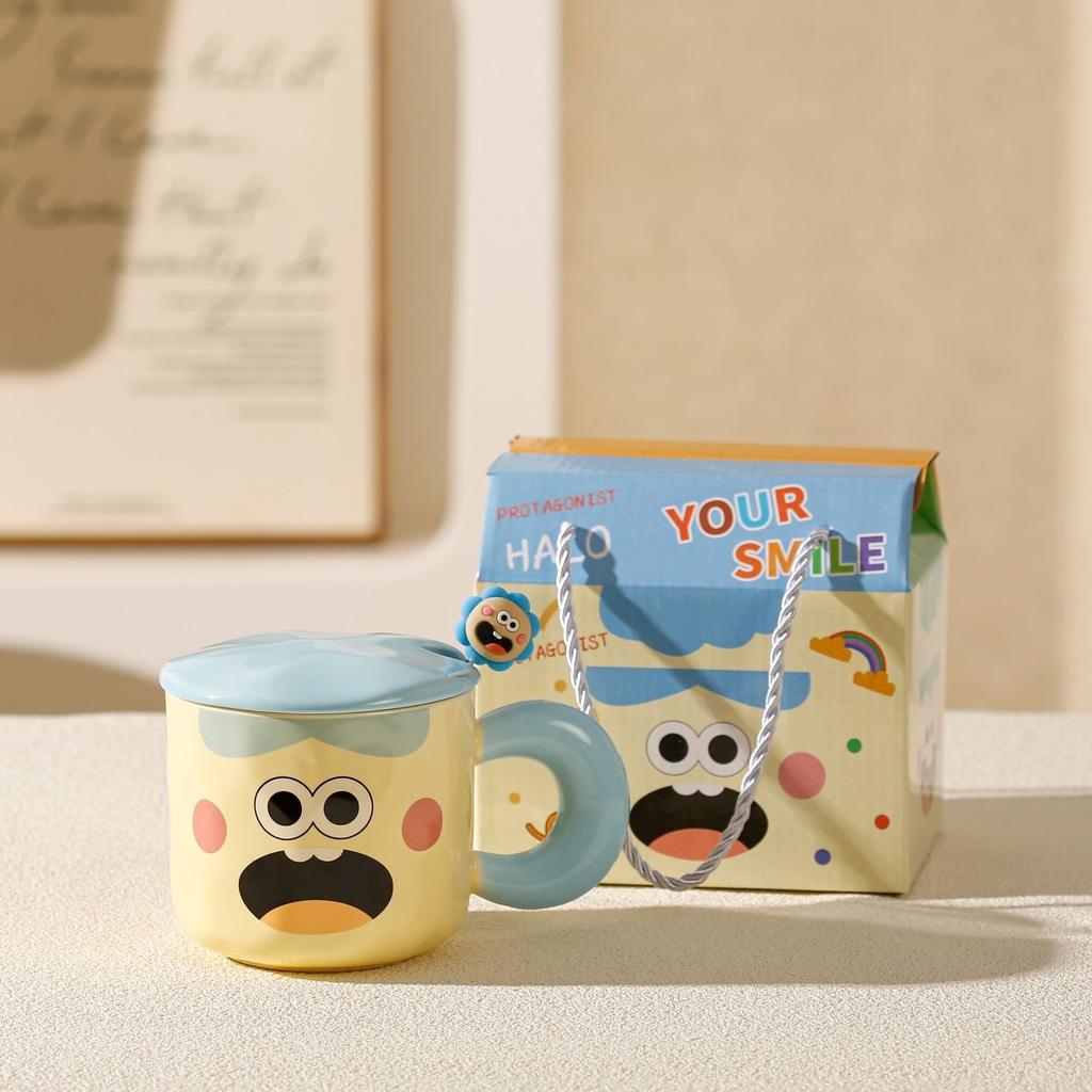 Cute and Cute Smiling Face Ceramic Cup Clown Funny Cute Water Cup Birthday Gift