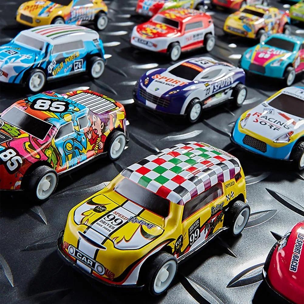 Mini Alloy Car Model Set with Storage Box Pullback Diecast Cars Toys for Boy Birthday Gifts Sliding Inertia Vehicle Children Toy