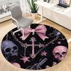 1pc Bow Gothic Skulls Office Round Area Rug, Indoor Mat Suitable ForOffice, Under Office Chairs Bedroom Living Room Home Decor, Room Deco,  n60