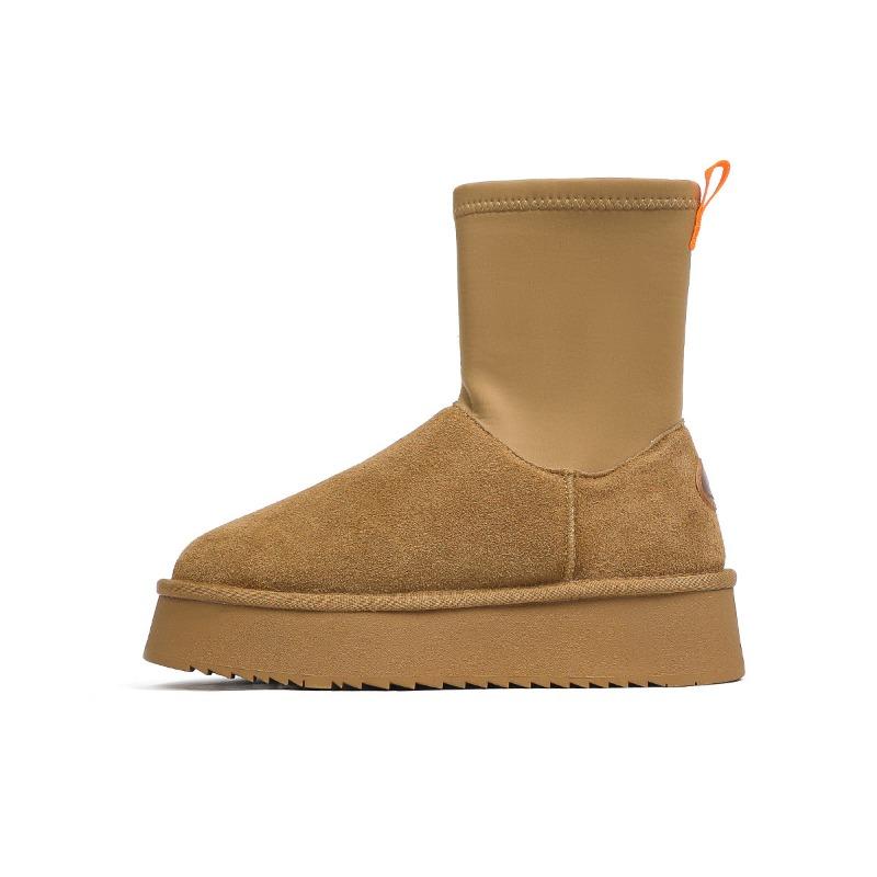 

Elastic snow boots women s winter new leather thick-soled pencil boots versatile velvet warm thin boots 35 малиновый