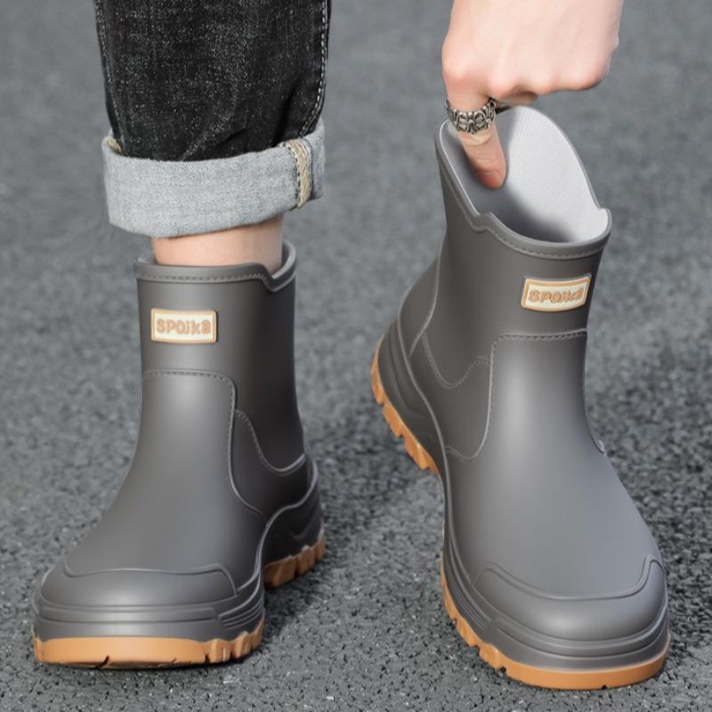 Non-slip Waterproof Short-tube Rain Boots Thickened Outdoor Fishing Rubber Boots Men