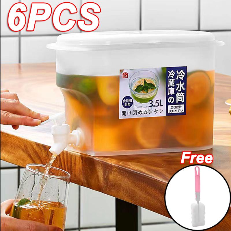 3.5L Large Capacity Cold Water Pitcher Cold Kettle with Faucet In Refrigerator Iced Beverage Dispenser Refrigerator and Spigot