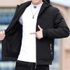 Men's Hooded Casual Cotton Jacket with Diamond Lattice and Velvet Lining