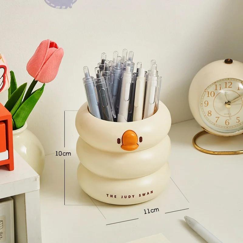 Cartoon Pen Holder Pencil Storage Box Student Desktop Office Stationert Household Multifunctional Makeup Brush Organizer Box