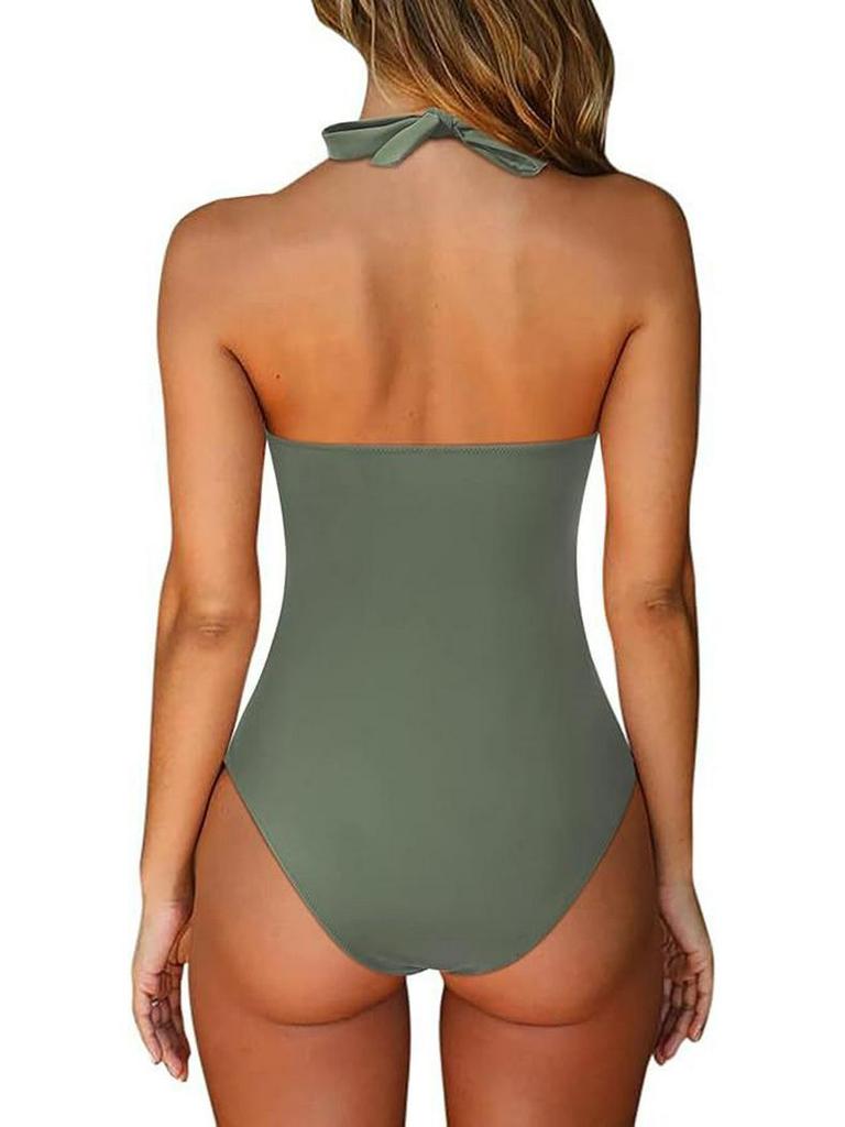2025 Wielokolorowy Jednoczęściowy Strój Kąpielowy typu Halter z Odkrytymi Plecami