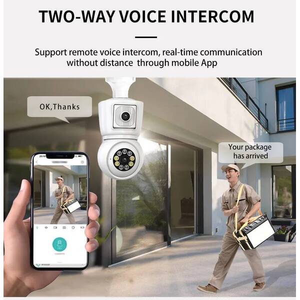 8MP E27 Bulb WiFi Camera 4K Lens Dual Screen Cam Auto Tracking Two Way Audio Night Vision CCTV Security Protection ICSEE