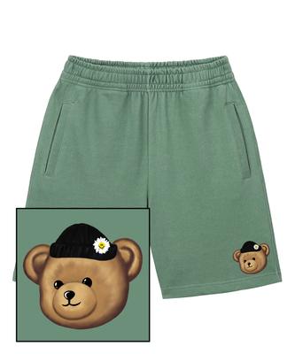 TRIPSHION Beanie Bear Logo Sweat Half Pants - Pigment Green