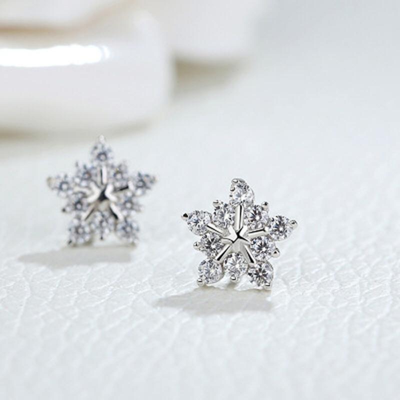 Christmas Snowflake Zircon Stud Earrings For Women Shiny Crystal Snowflake Earrings Birthday Festival Zircon New Year Gifts