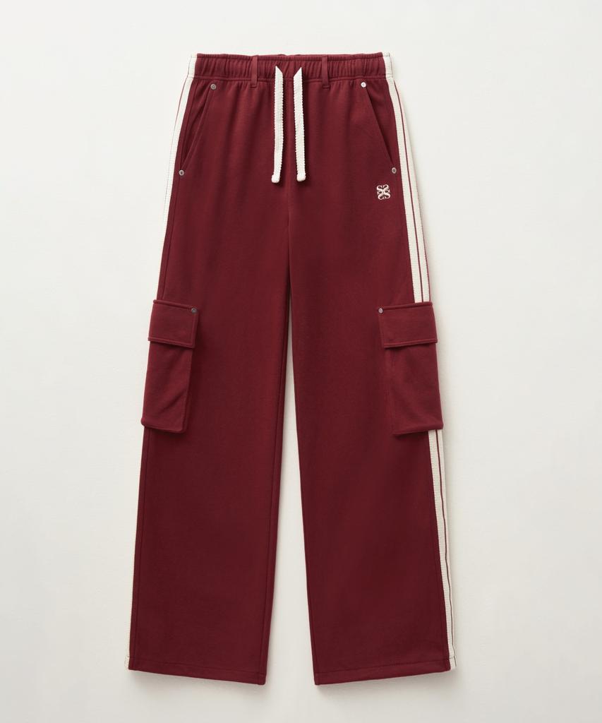 Seteo Roton Cargo Track Pants Burgundy