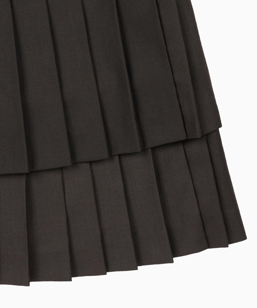 Ohesio Side Button Double Pleated Mini Skirt, Brown