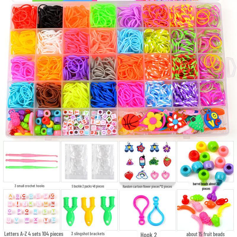 Stav na gumičky Rainbow pro děti - DIY náramek hračka s 28, 32 mřížkami