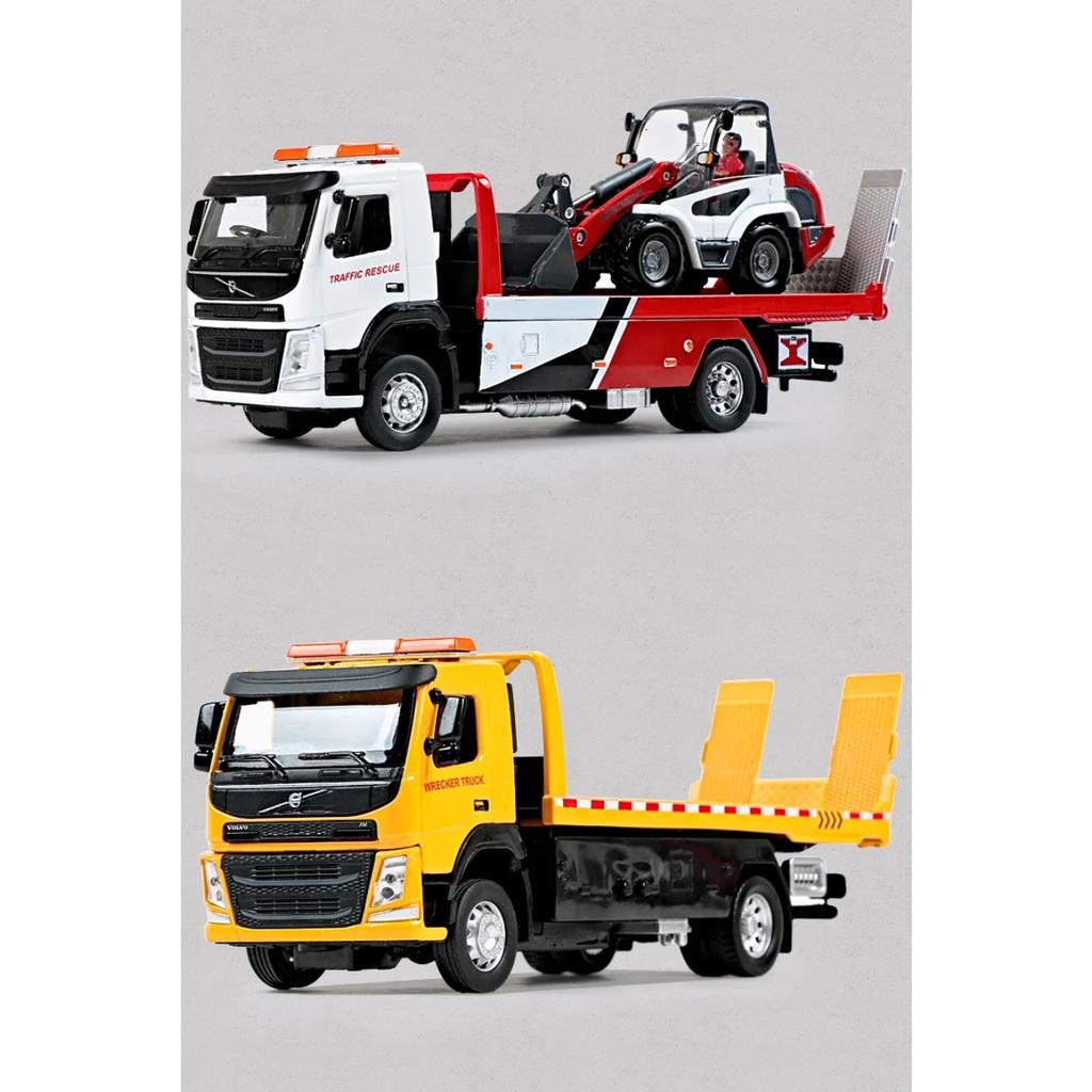 1/50 וולוו ואן סוג נגרר סגסוגת דגם סימולציה מתכת רכב מוביל משאיות גרירה משיכה לאחור צליל ואור משאית צעצוע