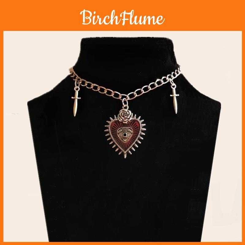 Gothic Hiphop Heart Cross Pendant Necklace For Men And Women