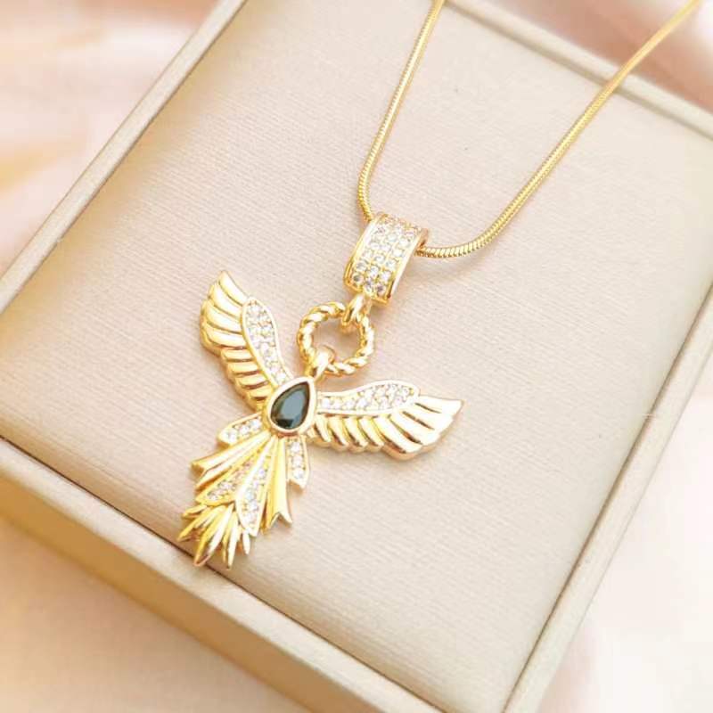 Colier Aripi de Înger Femei Personalitate Premium Versatil Atmosferic Zircon Phoenix Răspândind Aripile Pandantiv Lanț Claviculă