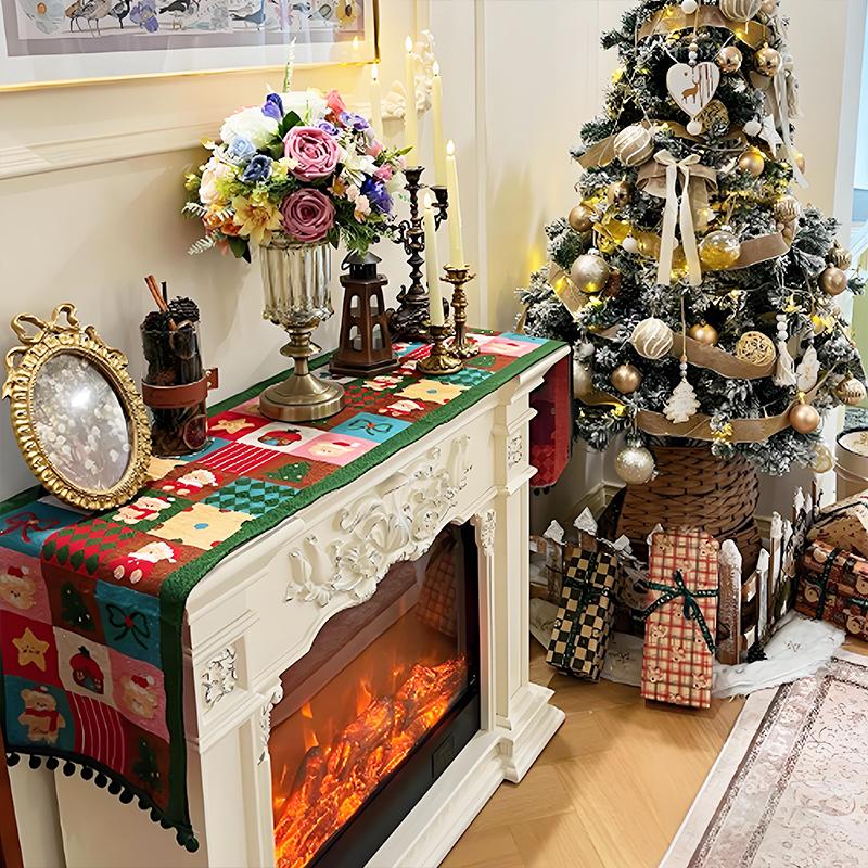 1PC Jacquard Dining Decor Ball Tassel Kitchen Polyester  Christmas Table Runner Party Table Decor Holiday 2 Sizes