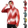 Men's Casual Outdoor Hoodie Long Sleeve Sun Protection Top Lightweight Breathable Striped Printed Hooded Shirt for Sports Hiking Fishing