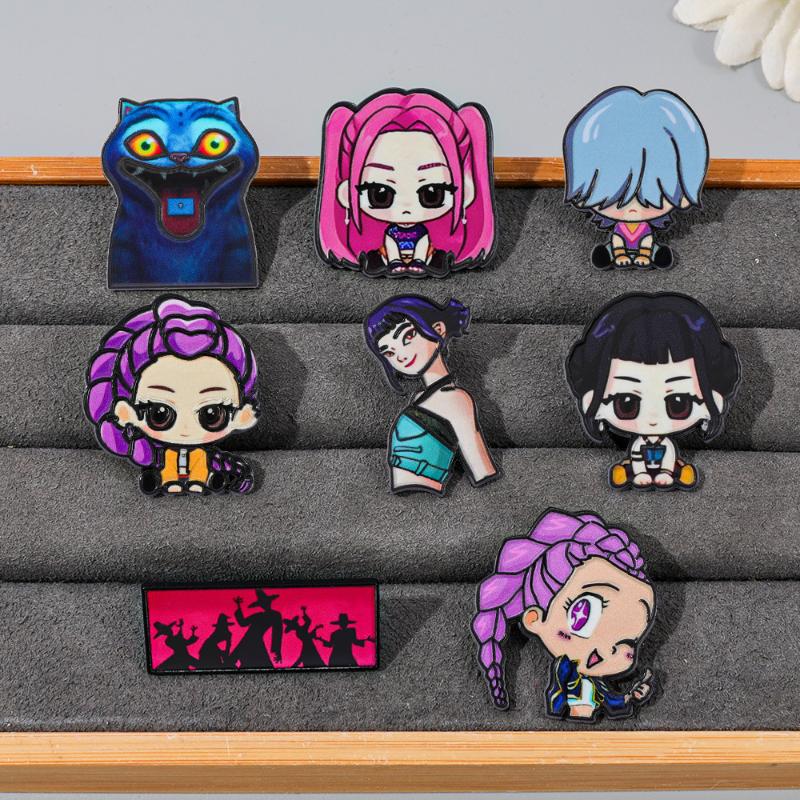 Broches de Metal de Caçadores de Demônios Kpop Desenho Animado Para Mulheres Pins de Lapela Acessórios de Fantasia Para Mochila Joias da Moda Presentes Para Amiga