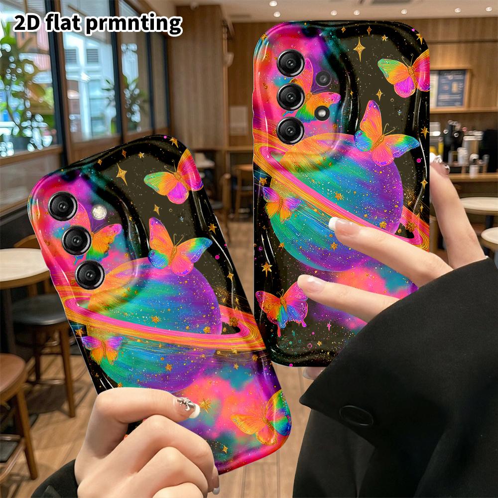 Phone case: 2D flat, suitable for Samsung Galaxy A34 A35 M05 M06 S20 S22 S21 FE Plus 5G protective case, butterfly Saturn, perfect Christmas and Hallo