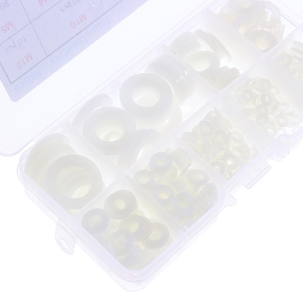780Pcs White Plastic Washers Spacers Round Flat Washers Assortment Kit Nylon Washers  Machinery