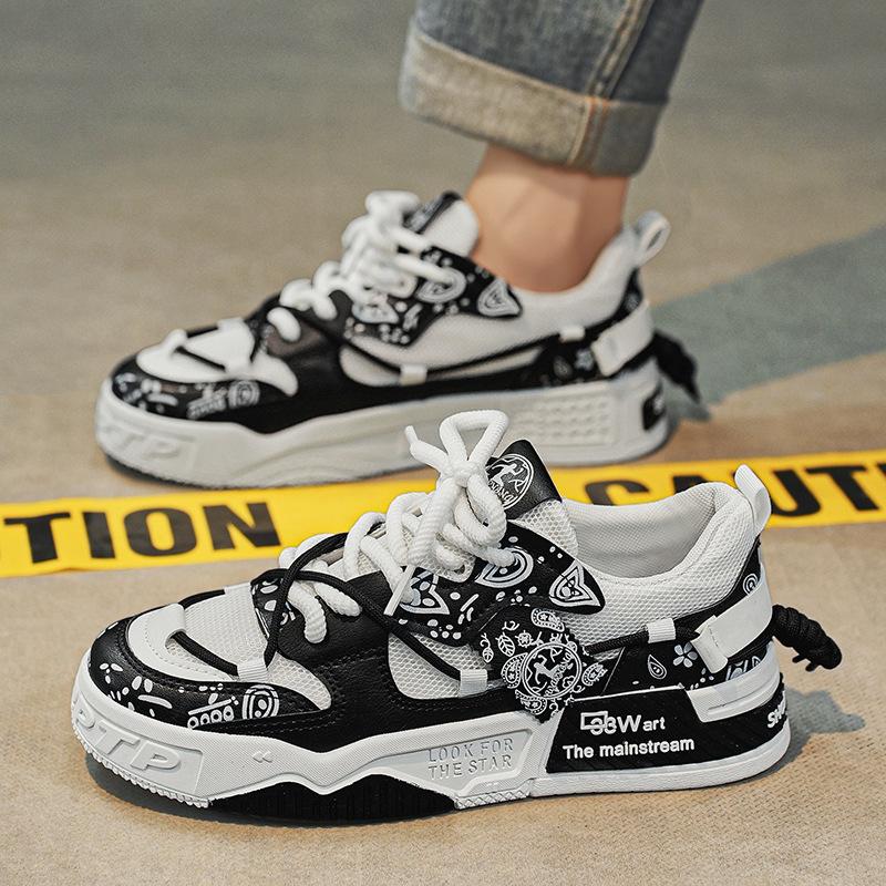 Men's Shoes Summer 2025 New Mesh Breathable Niche Design Casual Board Shoes Student Platform Versatile Sports Trendy Shoes