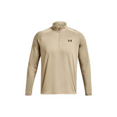 Tech™ Maglietta Pullover a Maniche Lunghe con Zip Corta e Stampa Logo Tinta Unita Collo Alto Uomo T-Shirt Kaki 1328495-299
