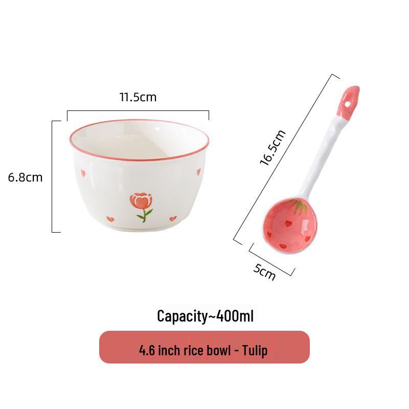 Tulip Underglaze Ceramic Bowl and Plate Set - Stylish Round Tableware