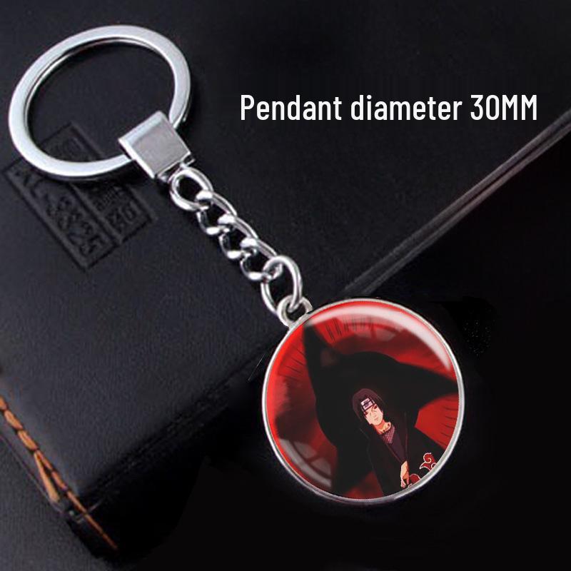 Naruto Sharingan Time Gem Silver Keychain Ornament