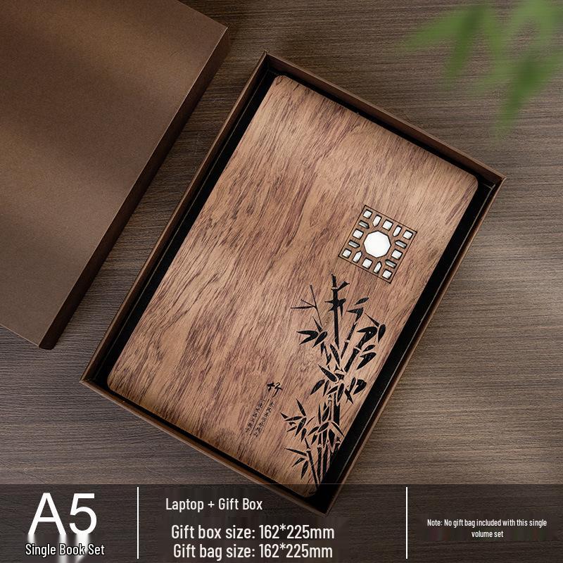 Custom Wooden Notebook & Thermos Gift Set: Plum, Orchid, Bamboo, Chrysanthemum Designs for Teachers & Clients, Perfect for Graduation Season
