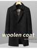 Men's Plus Size Mid-length Down Wool Blend Coat - 2025 Winter Warm Windbreaker with Loose Down Liner
