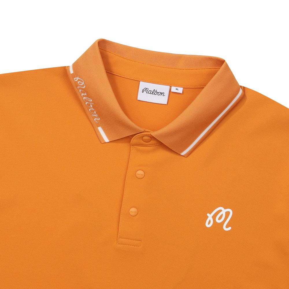 MALBON GOLF Back Bucket Rib Collar Polo Shirt Orange (Man)