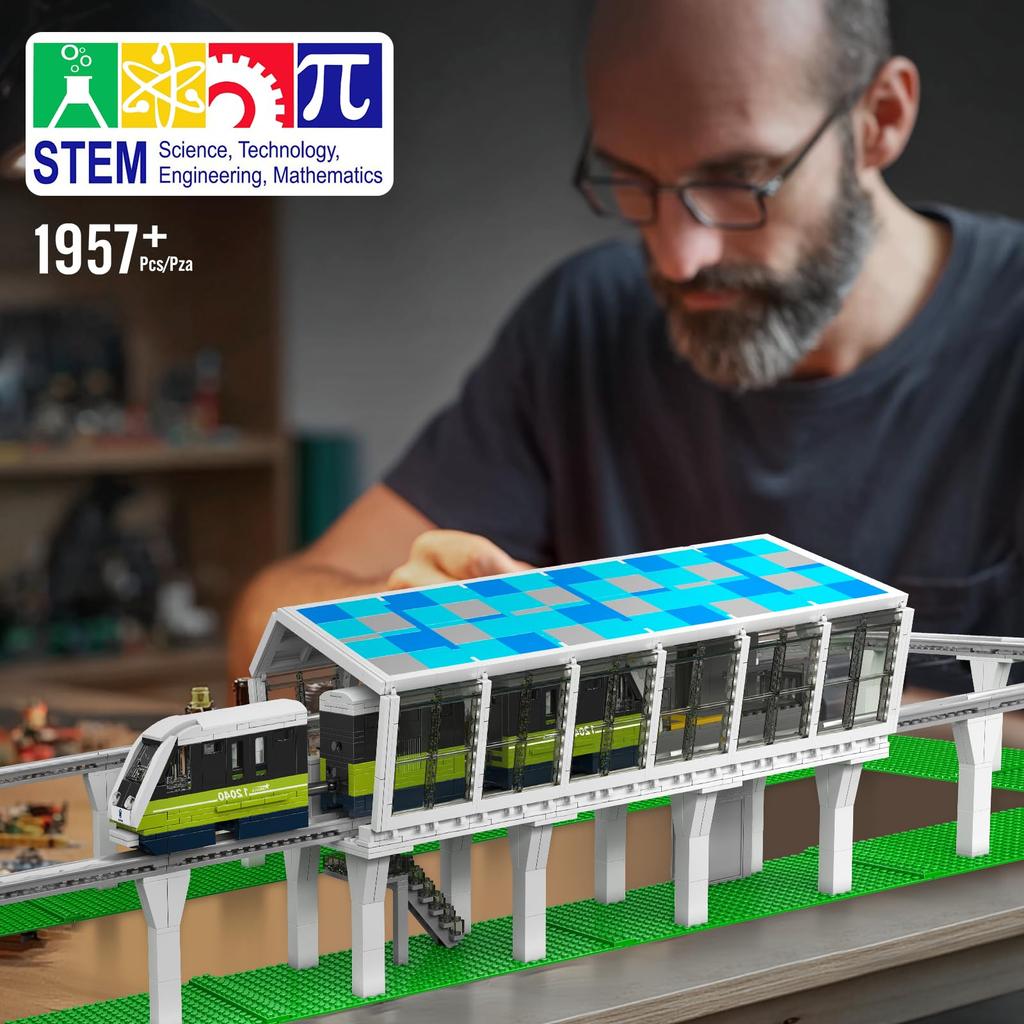 Mould King 12040 Italian Marconi Express Light Rail Train Model Building Block Remote Control and App Dual Diesel Locomotive Train Model for Kids Kit,