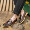 Men's Leather Shoes Slip On Office Formal Shoes Wedding Party Men's Tassel Dress Shoes Breathable Driving Oxfords Footwear
