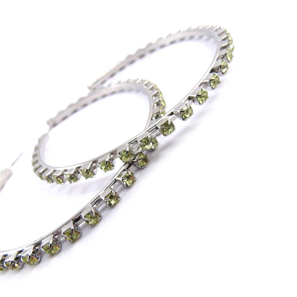Les Trésors De Lily [J6752] - Green Rhinestone 'Sissi' Hoop Earrings Ø 7 Cm