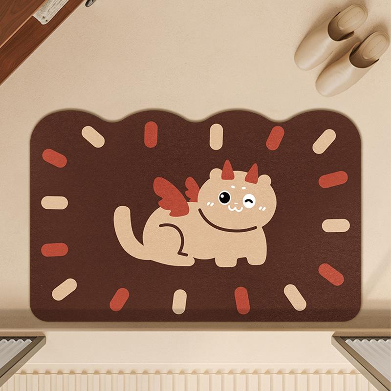 Cartoon Dog Bathroom Floor Mat, Special Diatom Mud For Bathroom, Water-Absorbing Non-Slip Foot Pad, Dirt-Resistant And Quick-Drying Ground At The