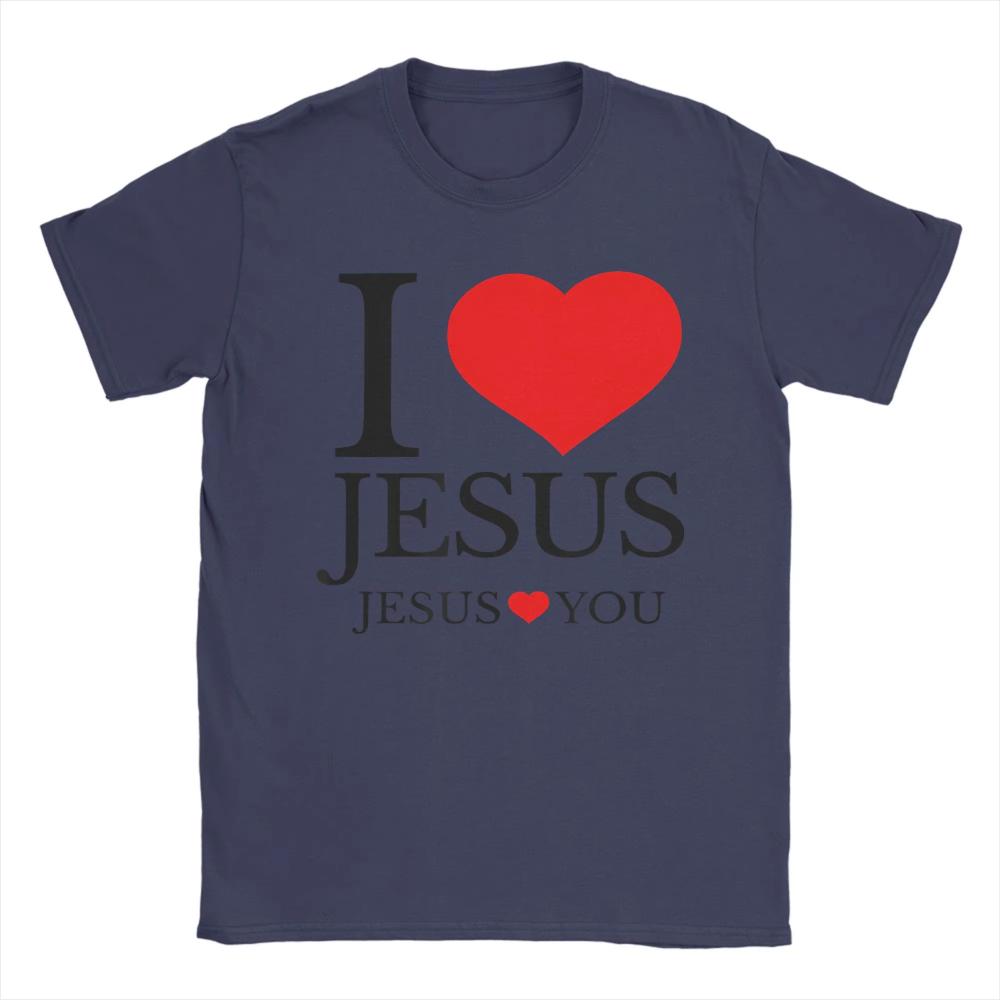 I LOVE JESUS JESUS LOVES YOU CHRISTIAN T Shirts Summer Funny T Shirts Cotton Hipster Tee Shirt for Men Short Sleeves Casual Tees