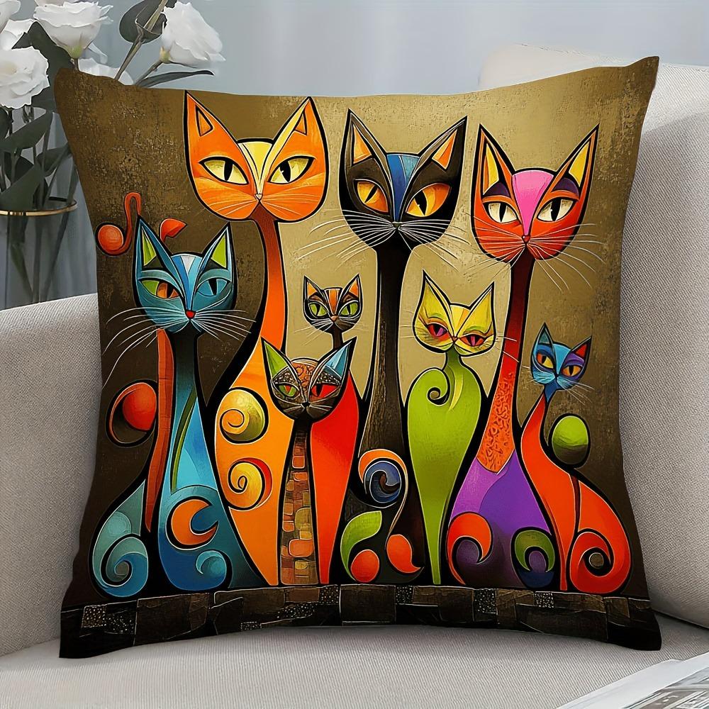 2D Flat - An Abstract Cat Design Pillowcase
