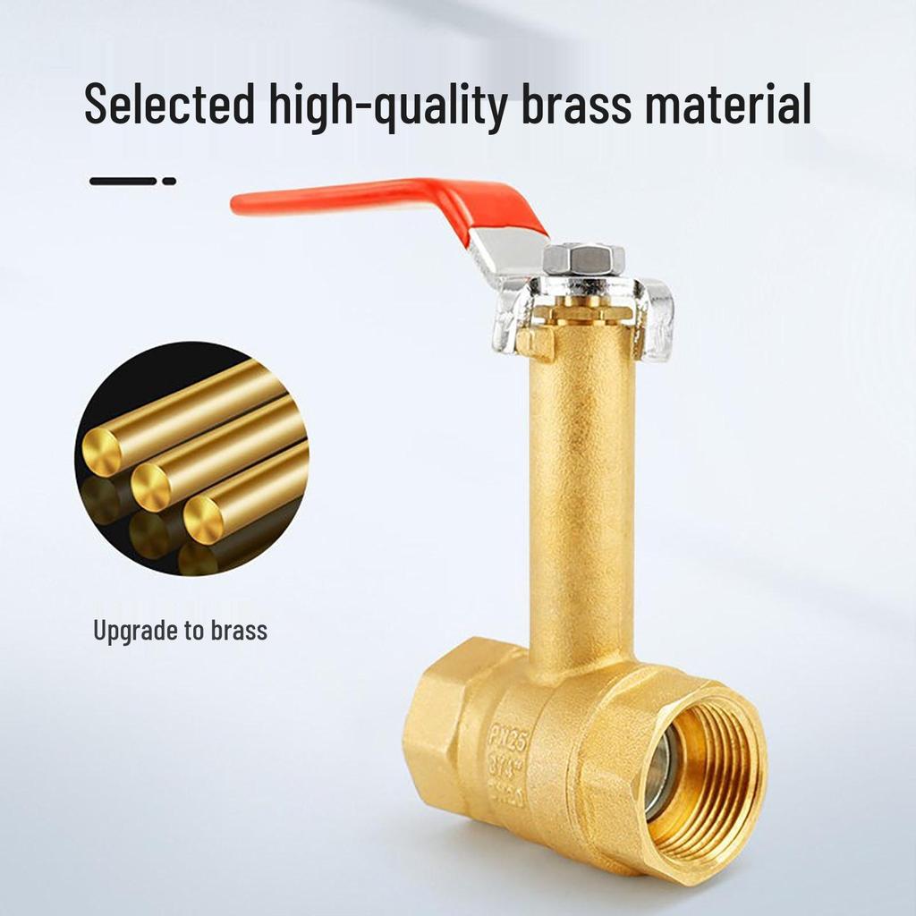 All-Copper High-Stem Straight-Through Ball Valve, 1 Inch, Double Internal Thread, 50 High Neck, Thickened Copper, Dn25.